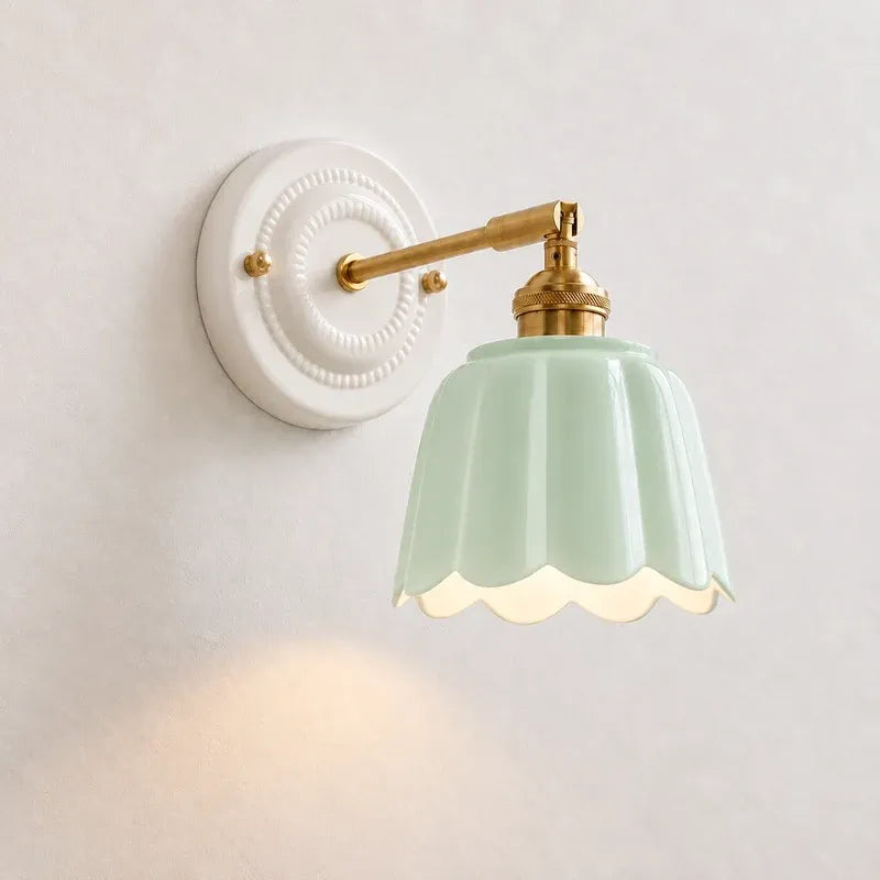 Modern Cottage Ceramic Flower Wall Sconce