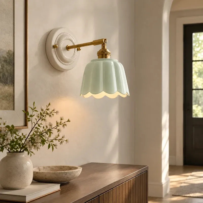 Modern Cottage Ceramic Flower Wall Sconce