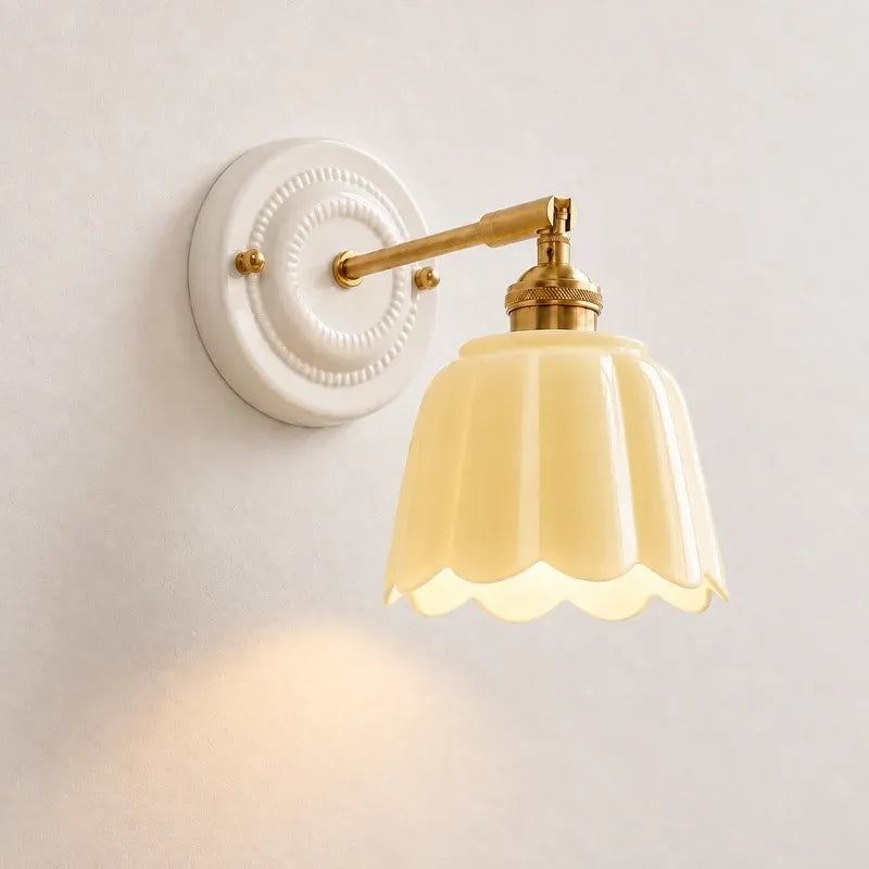 Modern Cottage Ceramic Flower Wall Sconce
