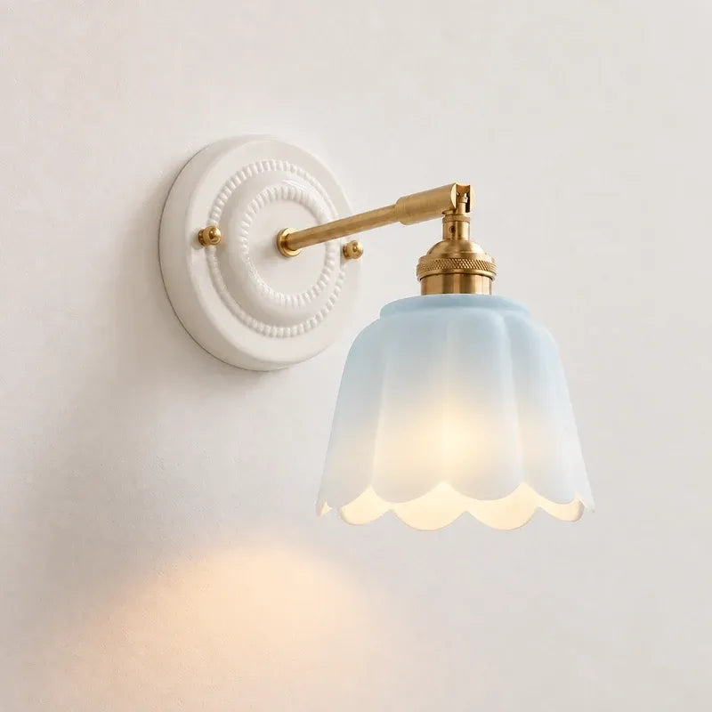 Modern Cottage Ceramic Flower Wall Sconce