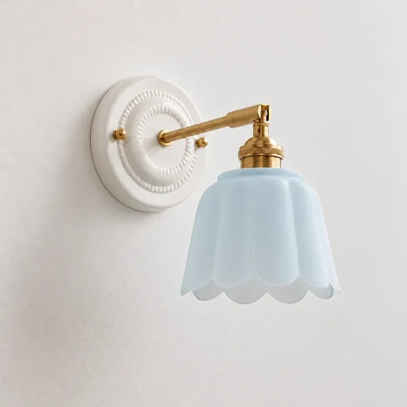 Modern Cottage Ceramic Flower Wall Sconce