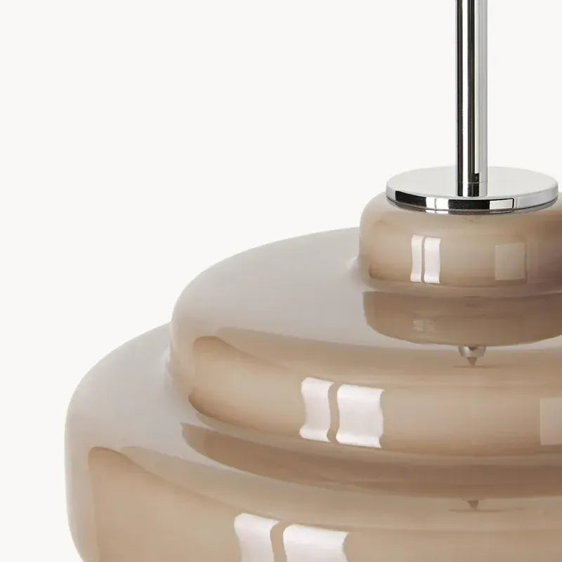 Mid Century Modern Bauhaus Handblown Tiered Glass Pendant Light