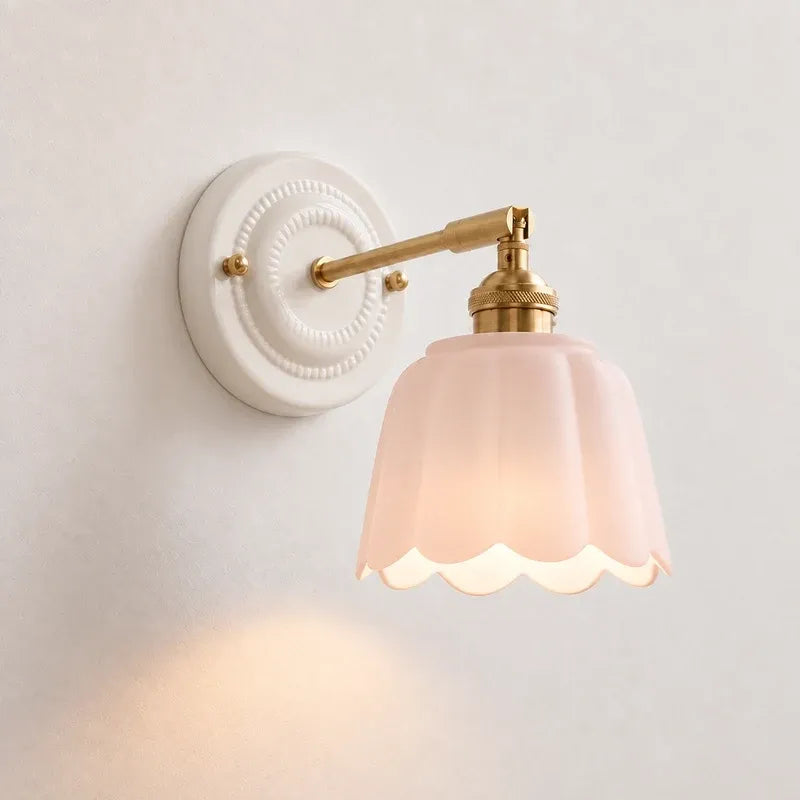 Modern Cottage Ceramic Flower Wall Sconce