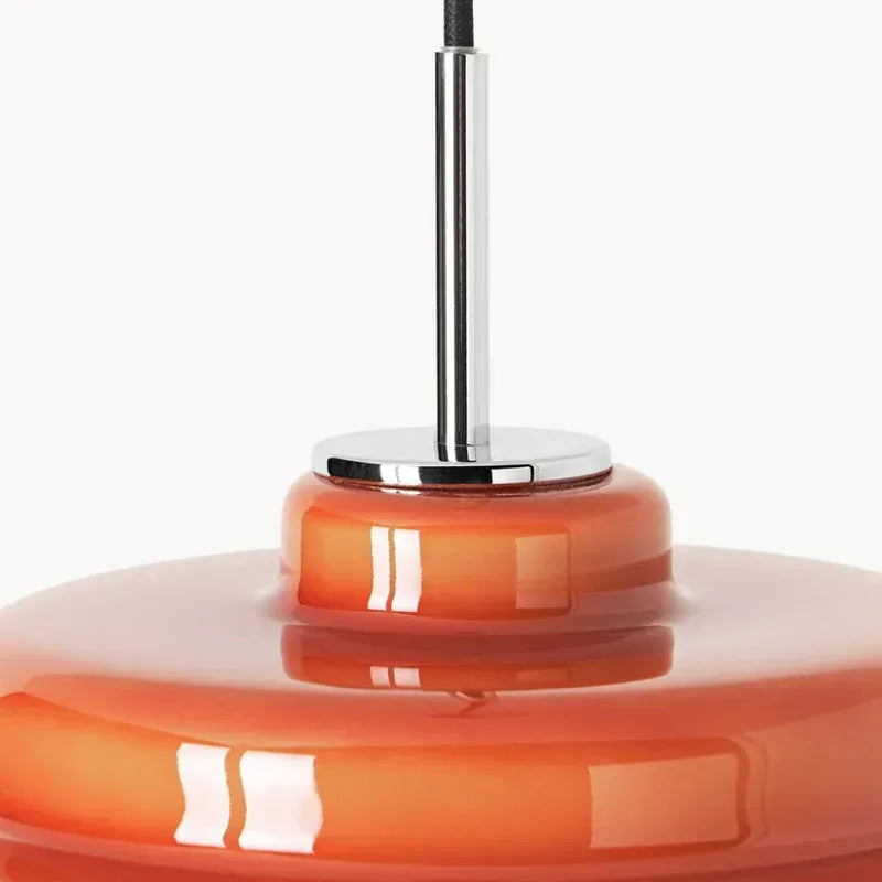 Mid Century Modern Bauhaus Handblown Tiered Glass Pendant Light
