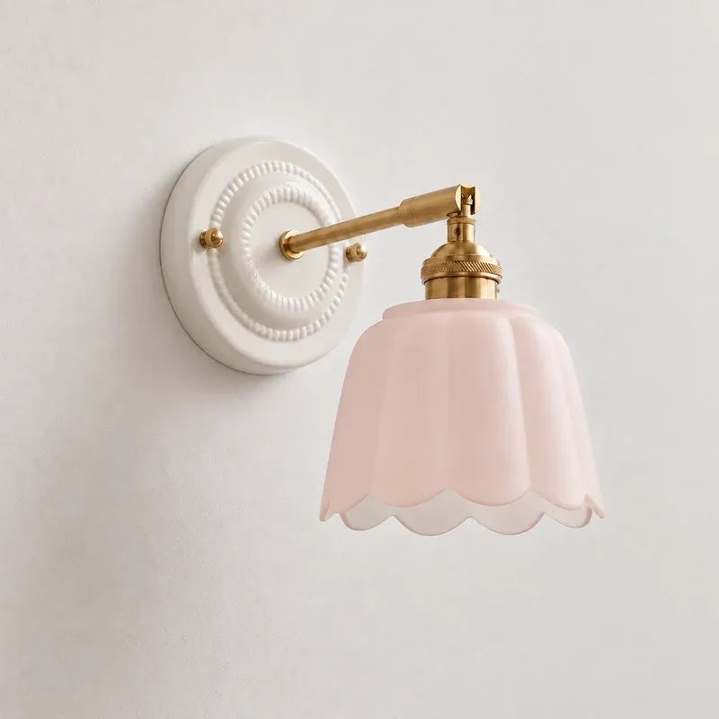 Modern Cottage Ceramic Flower Wall Sconce