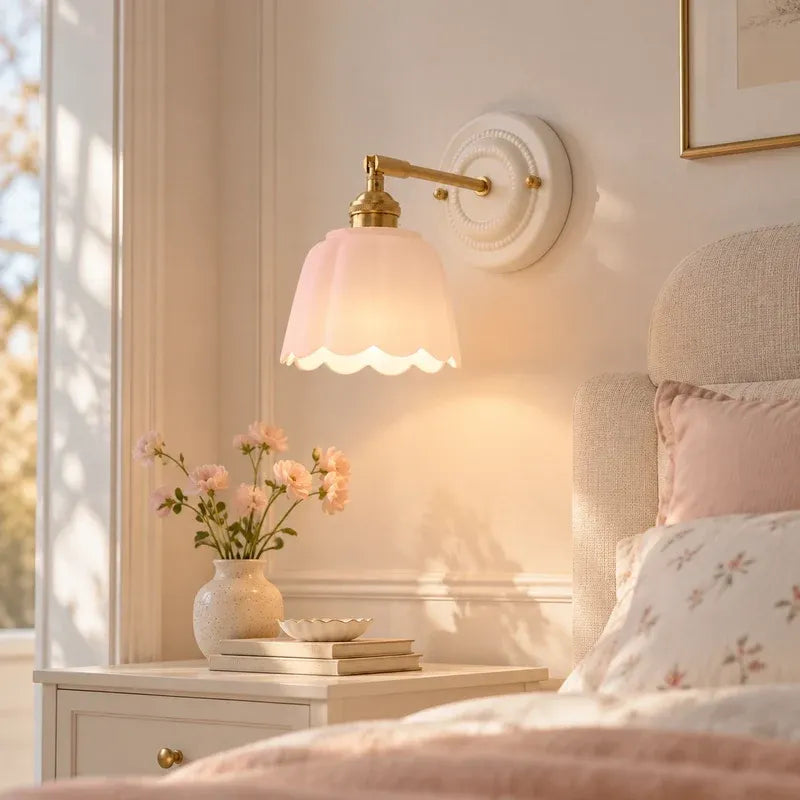 Modern Cottage Ceramic Flower Wall Sconce