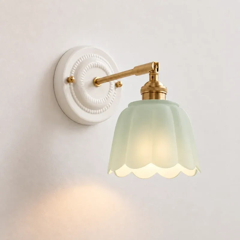 Modern Cottage Ceramic Flower Wall Sconce