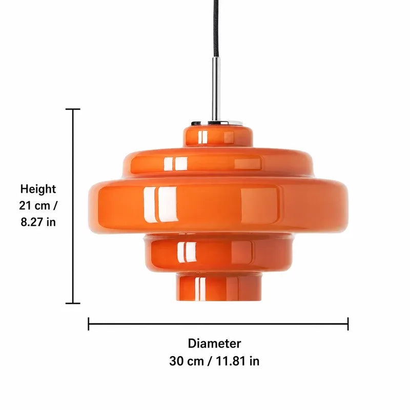 Mid Century Modern Bauhaus Handblown Tiered Glass Pendant Light