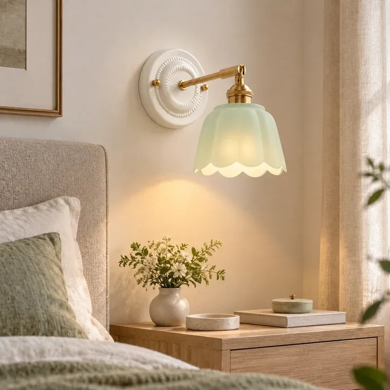 Modern Cottage Ceramic Flower Wall Sconce