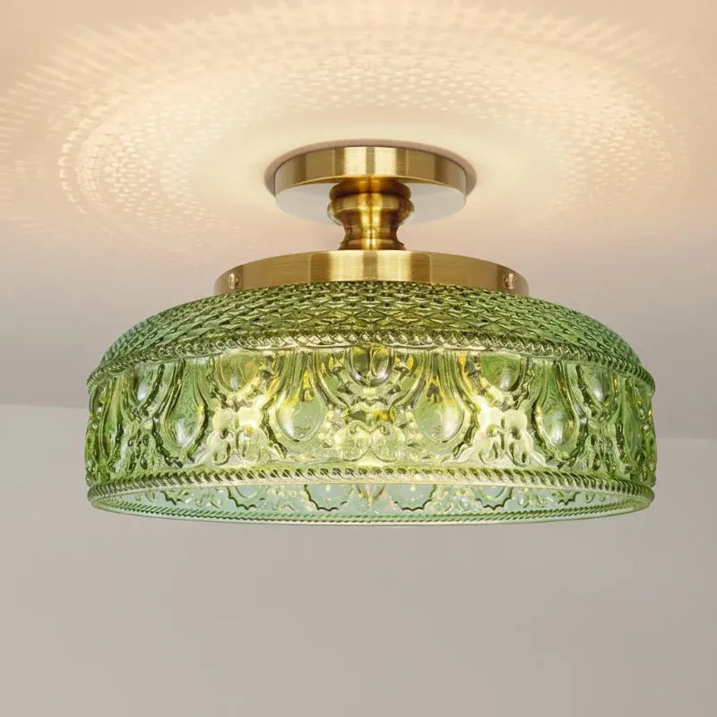 Jules Vintage Textured Glass Disc Ceiling Light