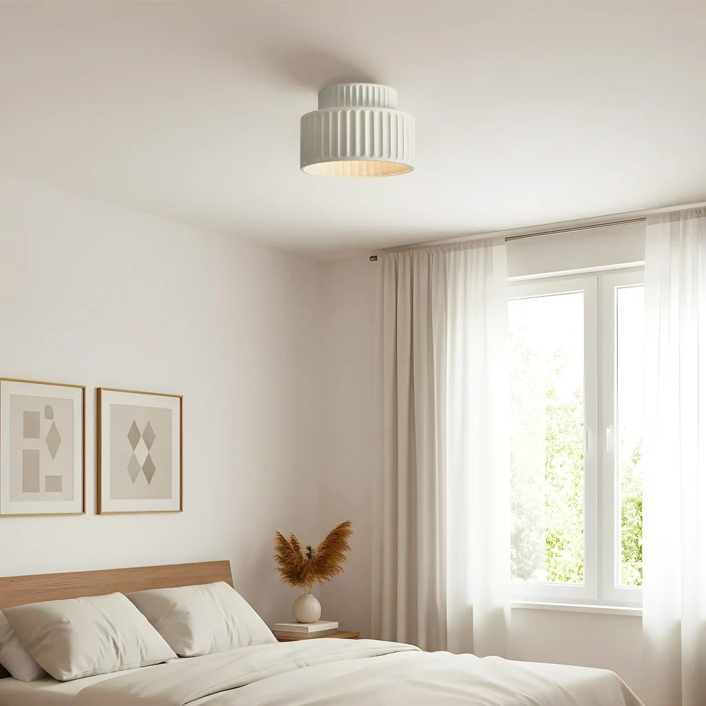 Nordic Modern Retro Colorful Fluted Flush Ceiling Light