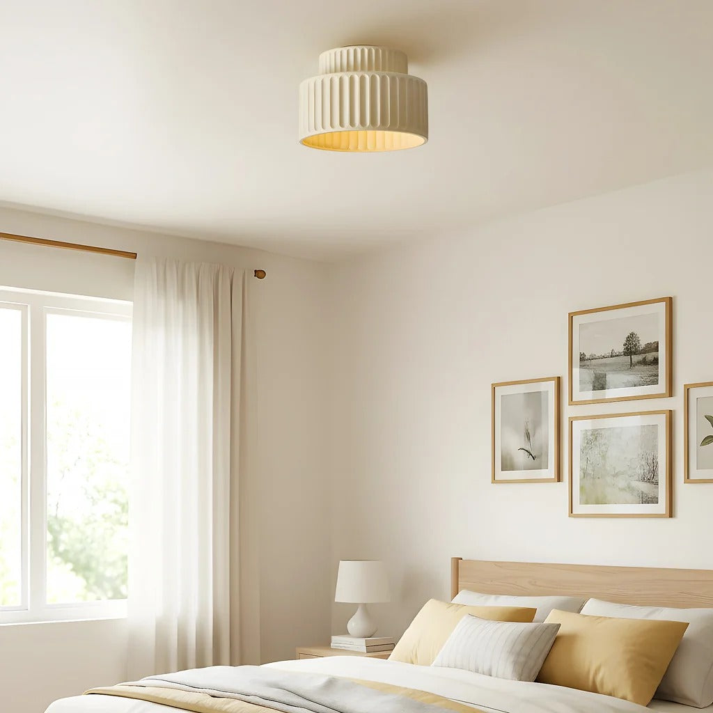 Nordic Modern Retro Colorful Fluted Flush Ceiling Light