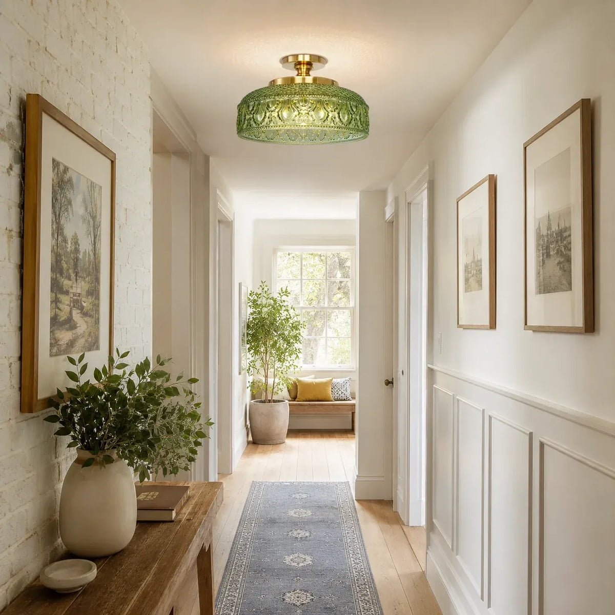 Jules Vintage Textured Glass Disc Ceiling Light