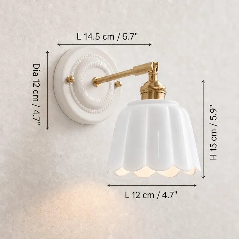 Modern Cottage Ceramic Flower Wall Sconce