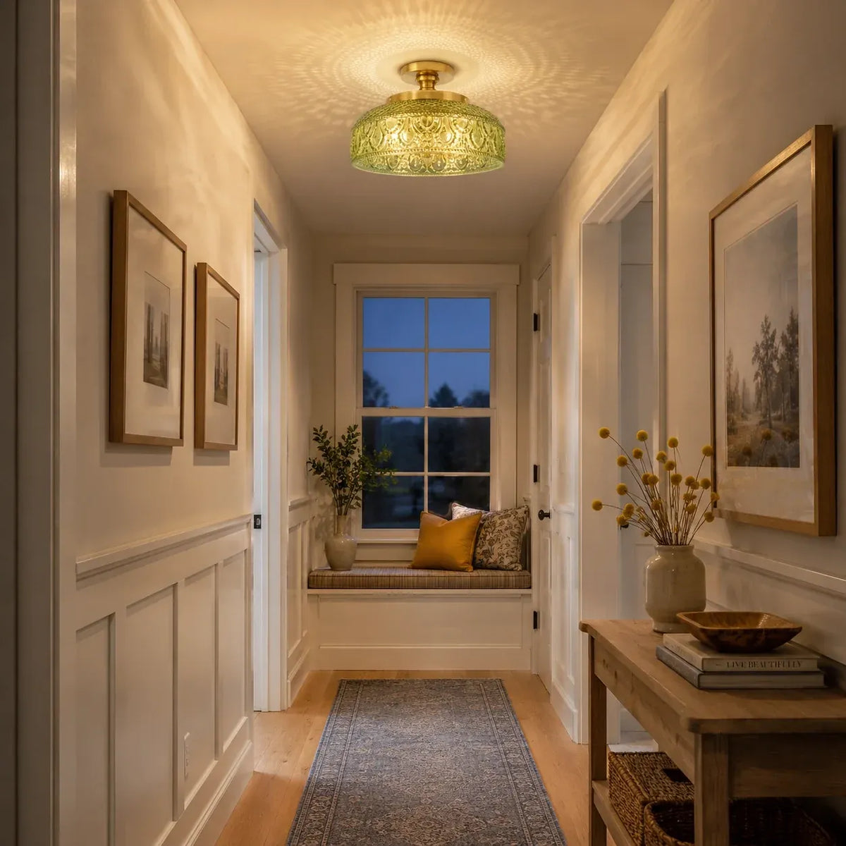 Jules Vintage Textured Glass Disc Ceiling Light