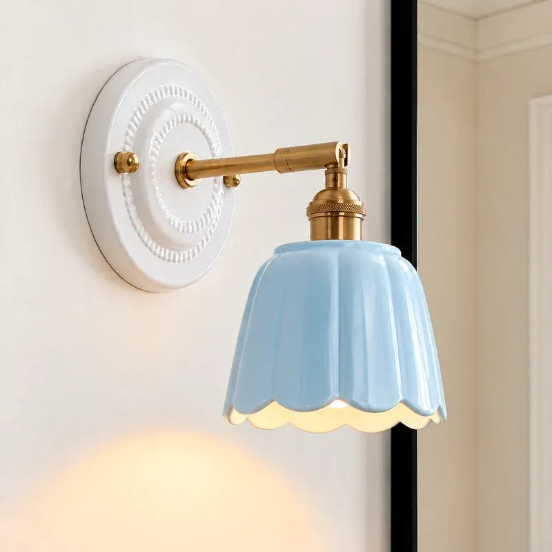 Modern Cottage Ceramic Flower Wall Sconce