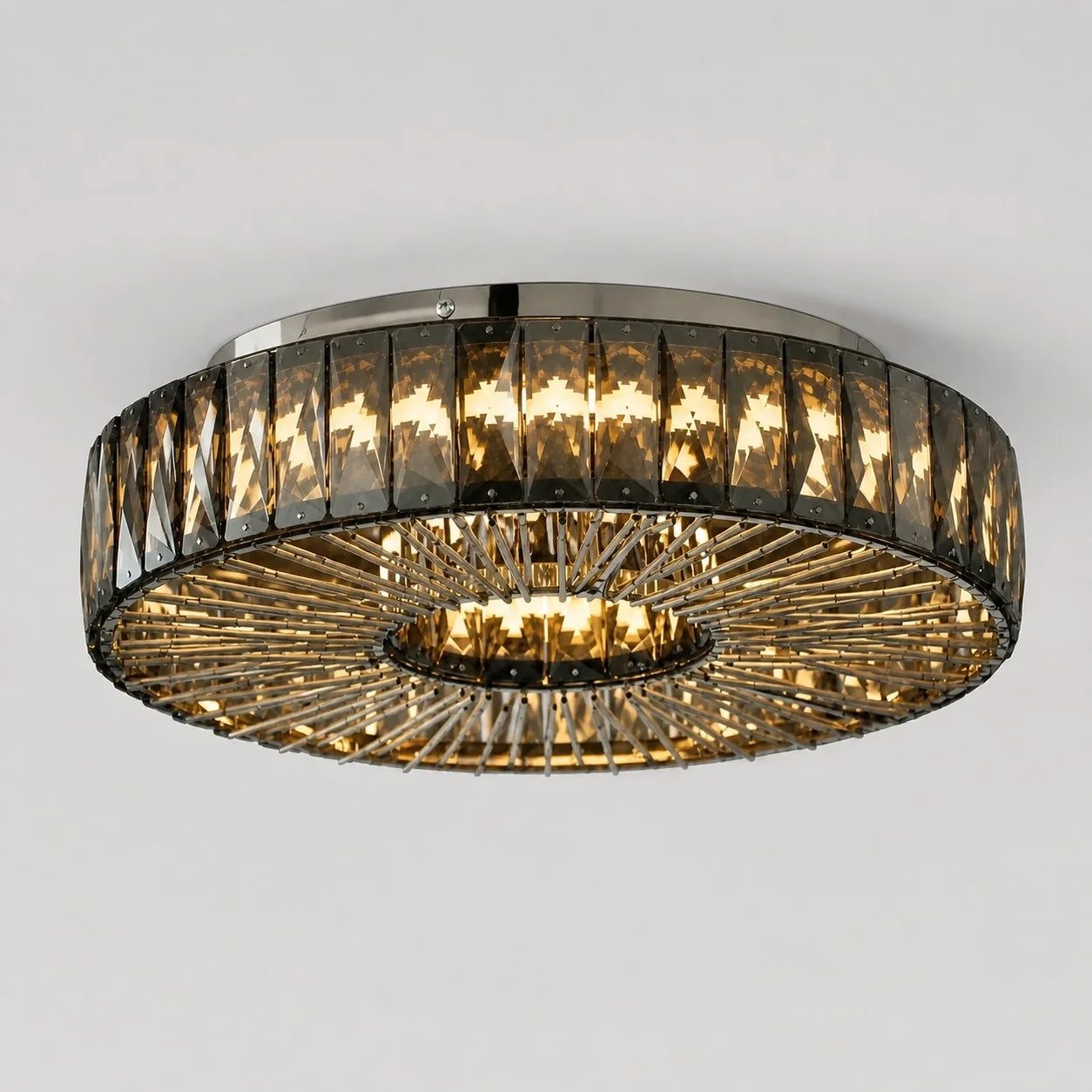 Modern Glam Aria Glass Crystal Round Flush Fitting Ceiling Light