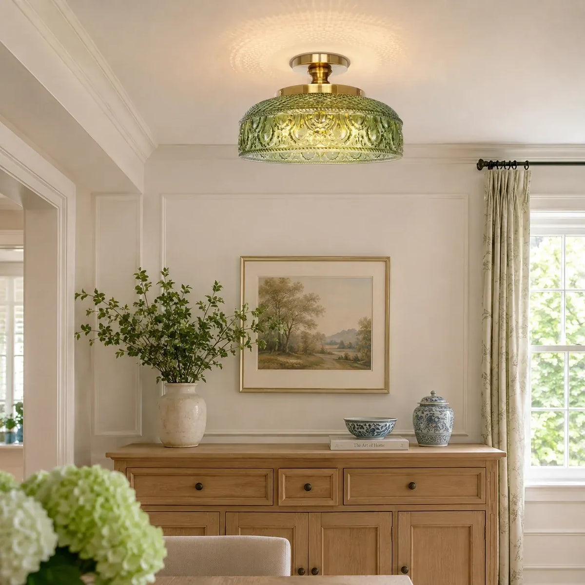 Jules Vintage Textured Glass Disc Ceiling Light