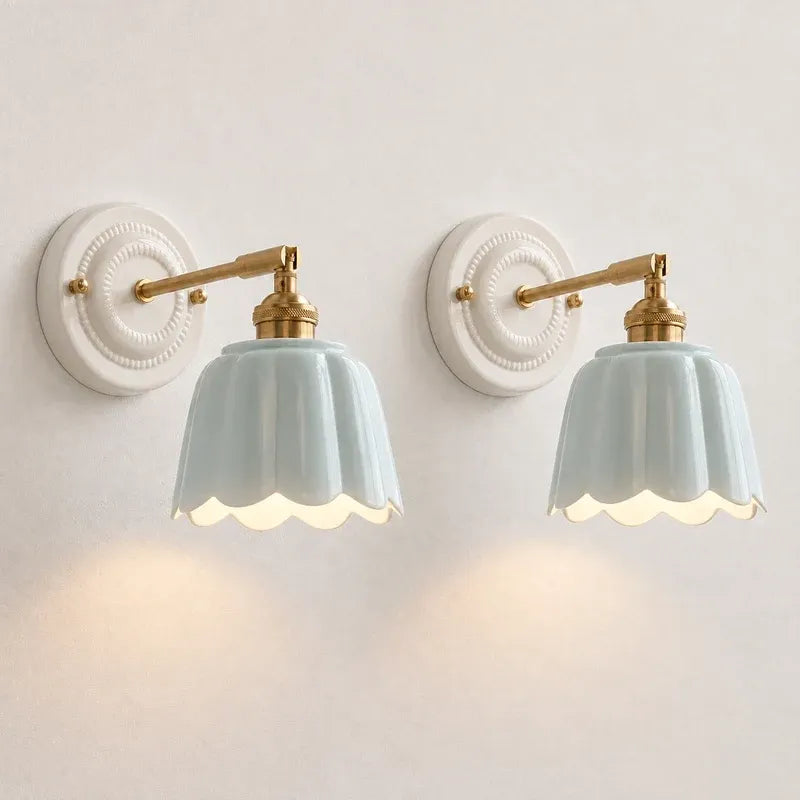 Modern Cottage Ceramic Flower Wall Sconce