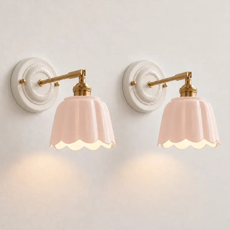 Modern Cottage Ceramic Flower Wall Sconce