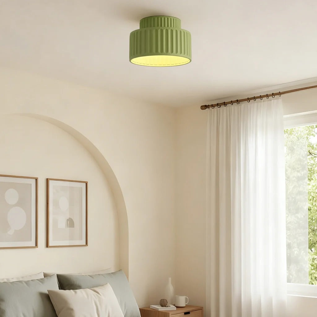 Nordic Modern Retro Colorful Fluted Flush Ceiling Light