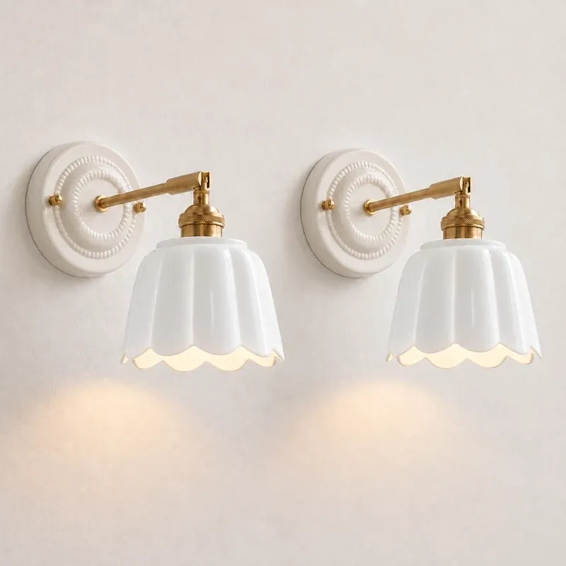 Modern Cottage Ceramic Flower Wall Sconce