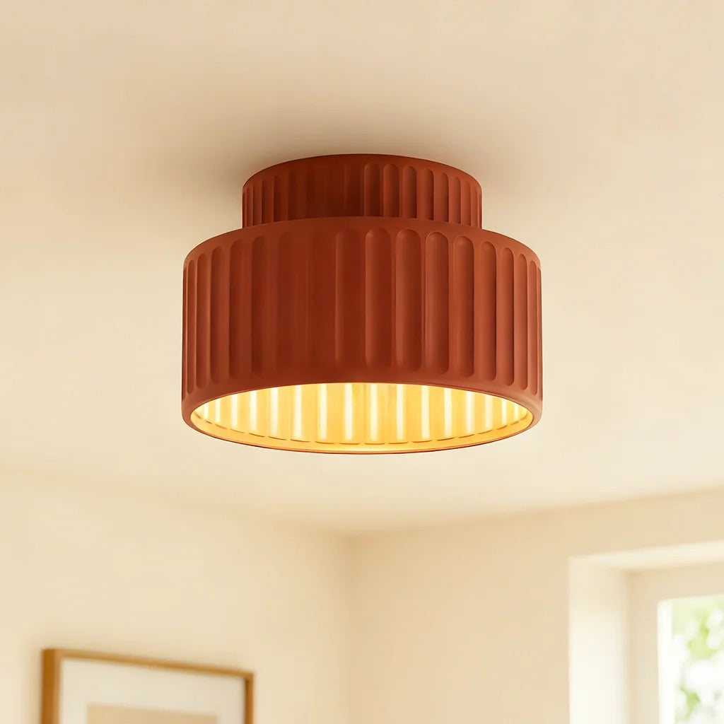 Nordic Modern Retro Colorful Fluted Flush Ceiling Light