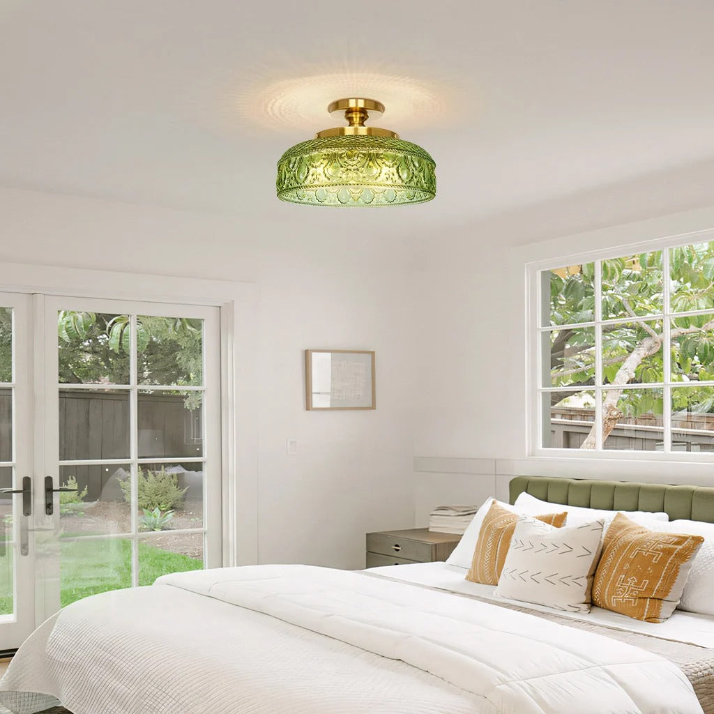 Jules Vintage Textured Glass Disc Ceiling Light