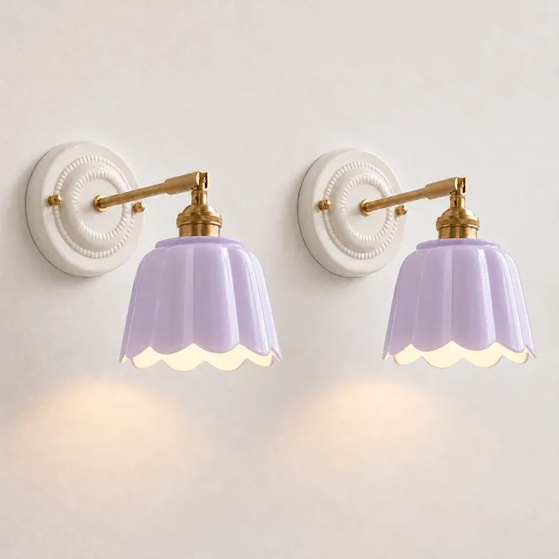 Modern Cottage Ceramic Flower Wall Sconce