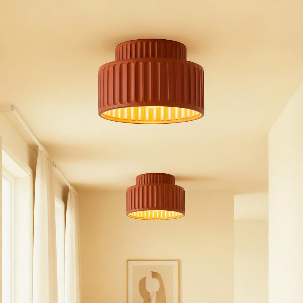 Nordic Modern Retro Colorful Fluted Flush Ceiling Light