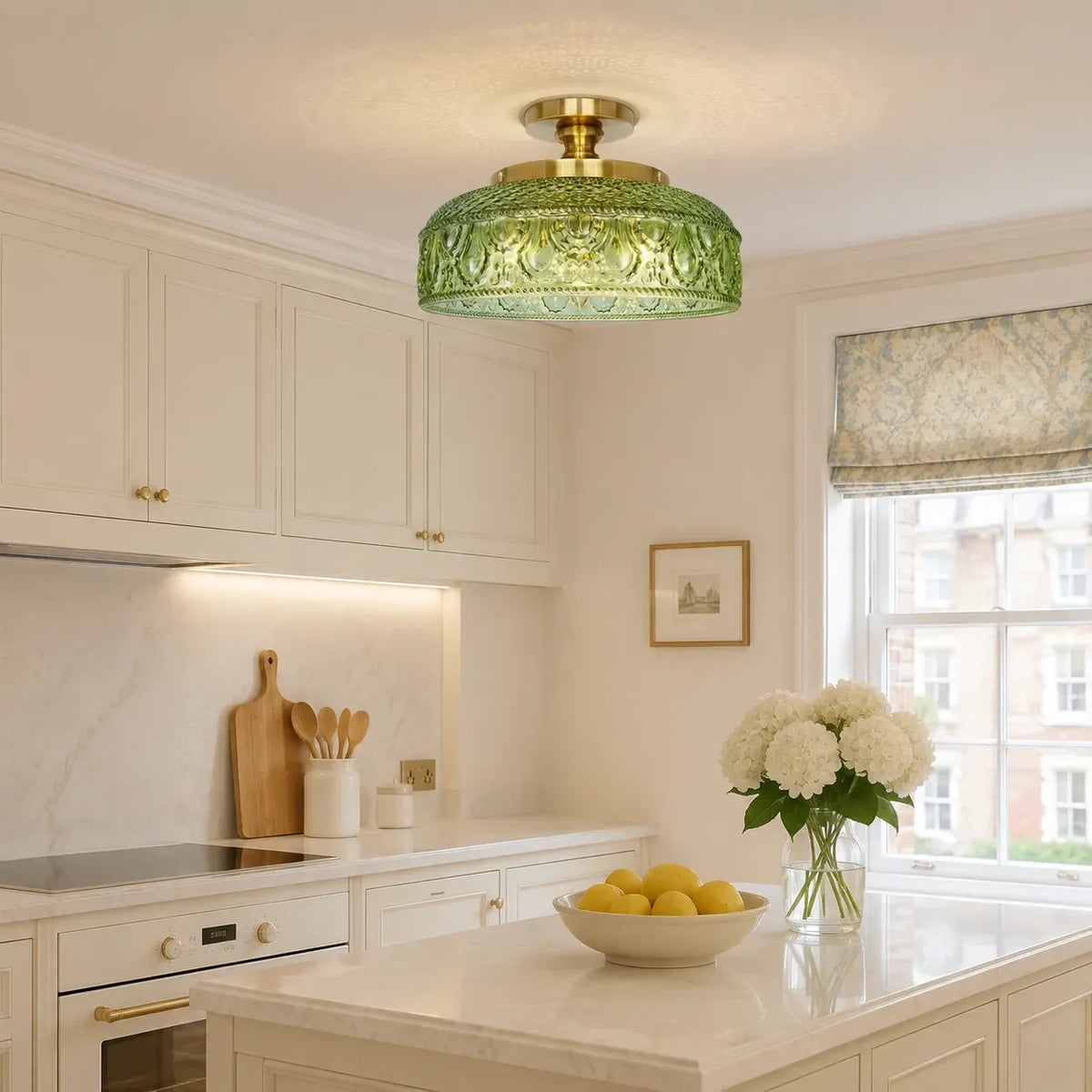 Jules Vintage Textured Glass Disc Ceiling Light
