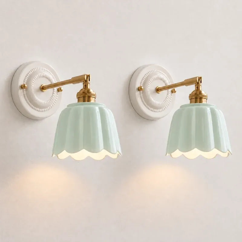Modern Cottage Ceramic Flower Wall Sconce