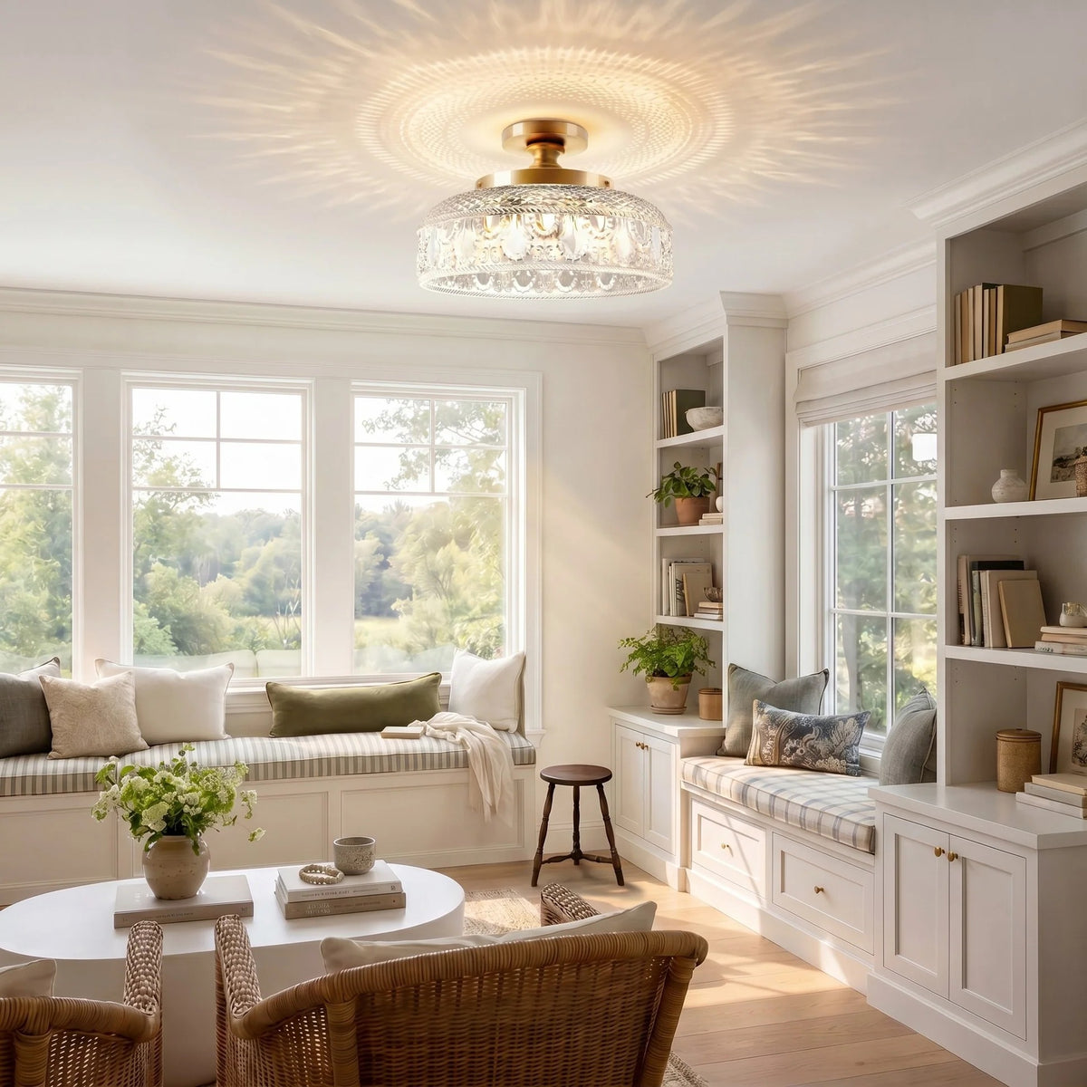 Jules Vintage Textured Glass Disc Ceiling Light
