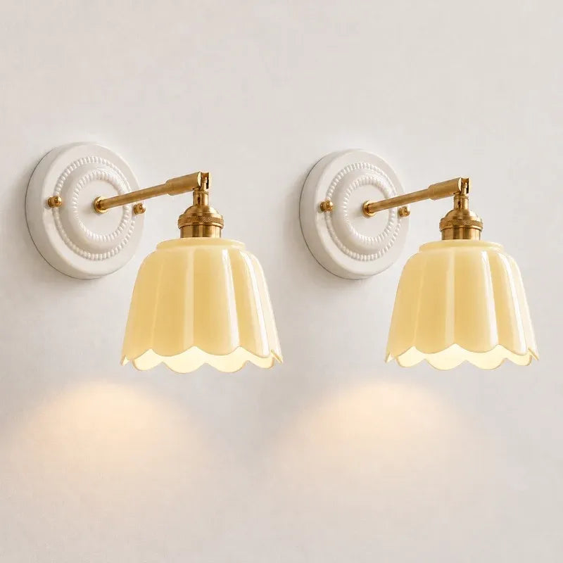 Modern Cottage Ceramic Flower Wall Sconce