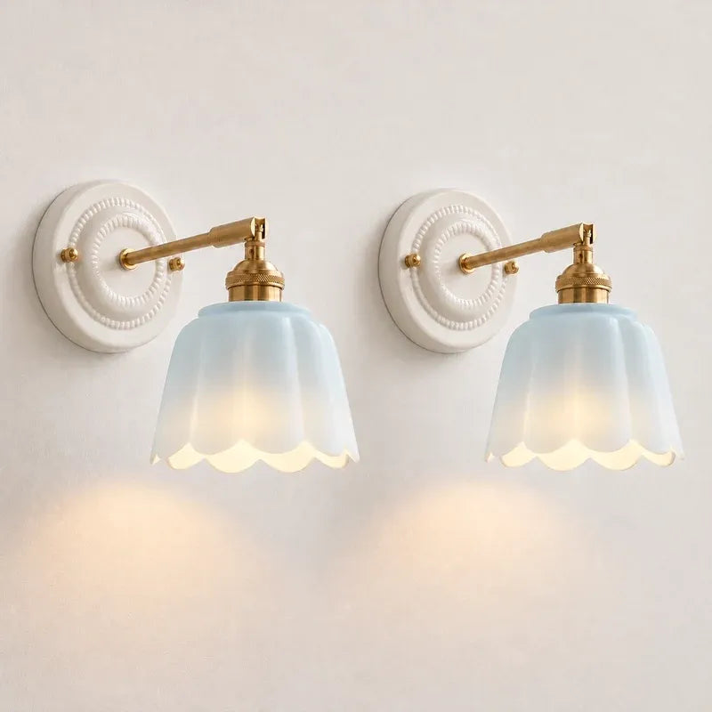 Modern Cottage Ceramic Flower Wall Sconce