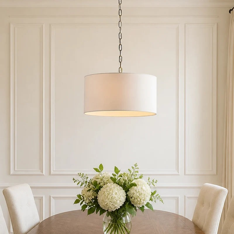 Modern Minimalist Linen Drum Pendant Light
