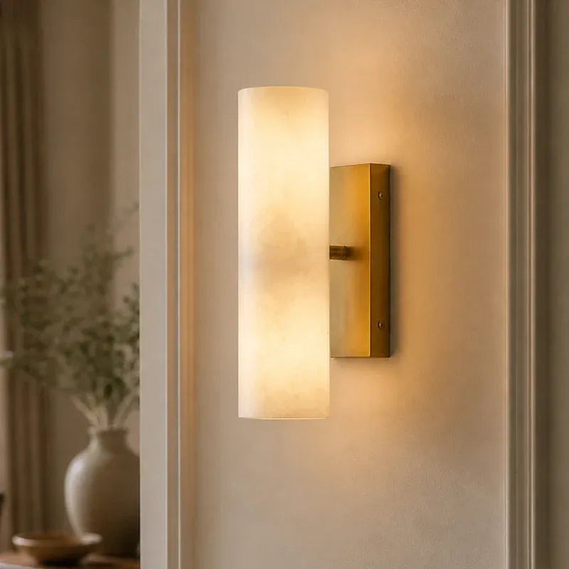 Modern Elegant Alabaster Column Wall Light