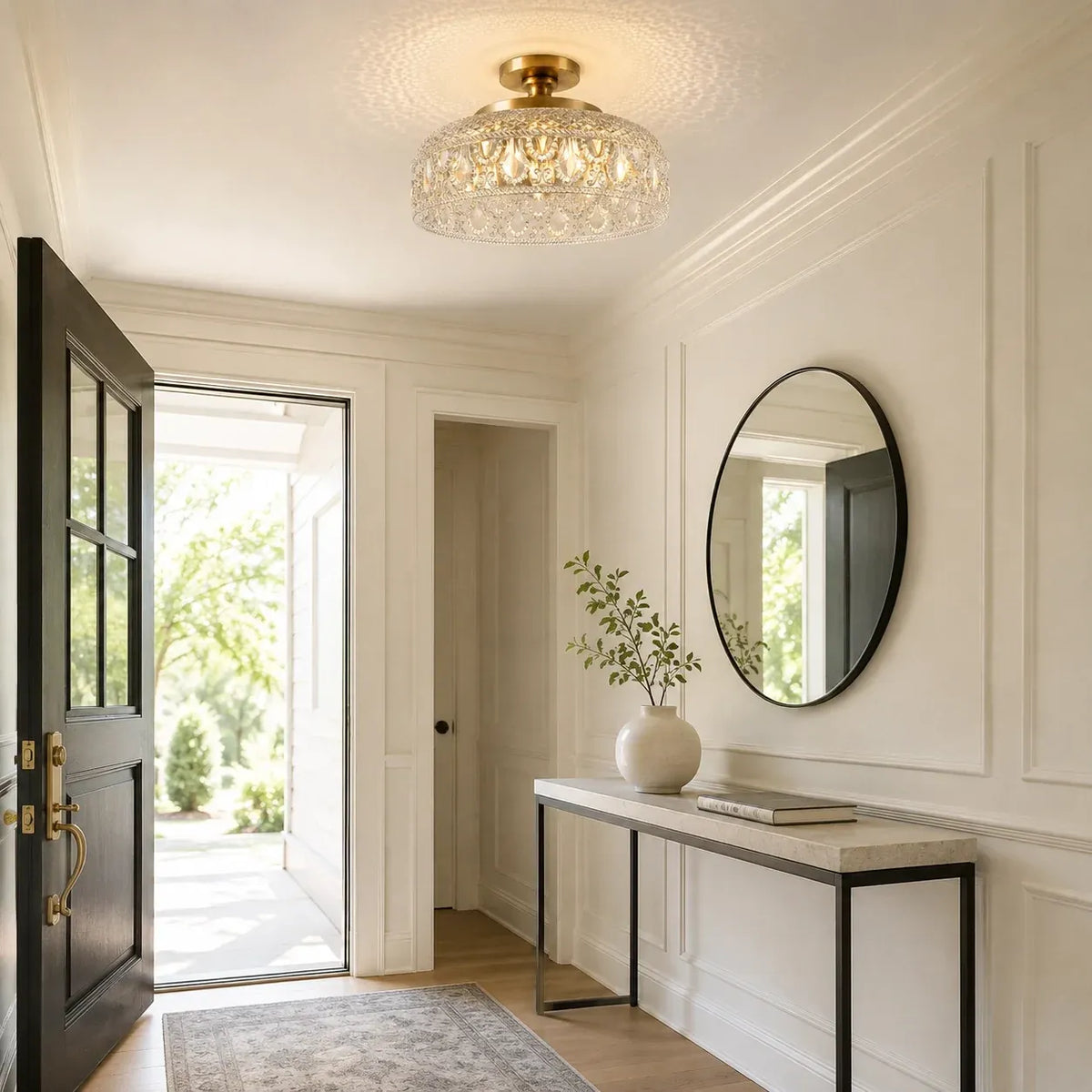 Jules Vintage Textured Glass Disc Ceiling Light