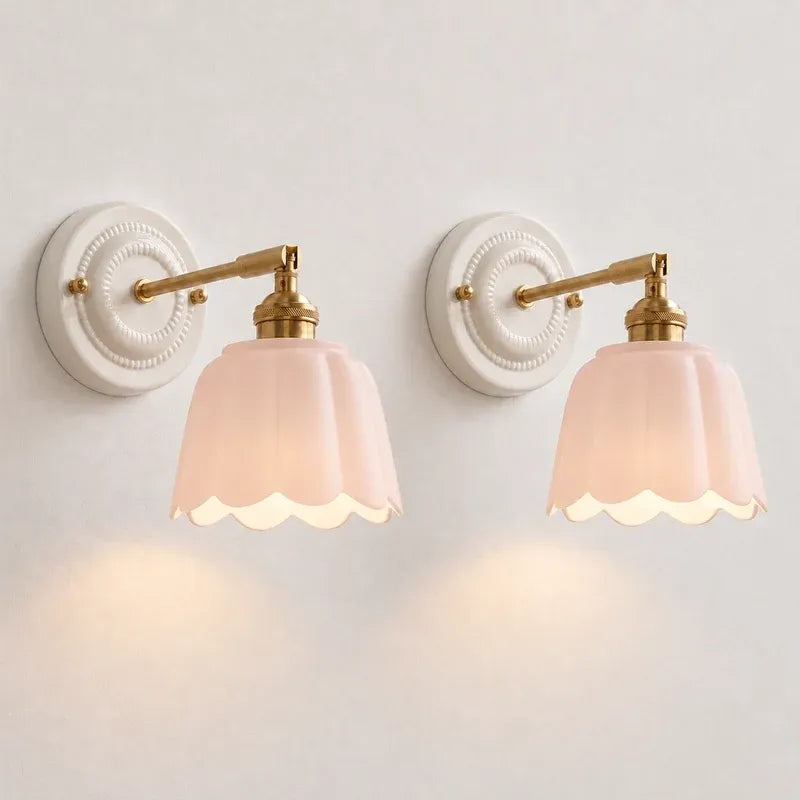 Modern Cottage Ceramic Flower Wall Sconce