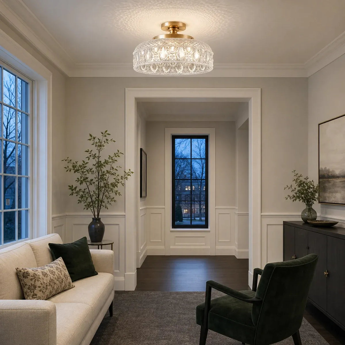 Jules Vintage Textured Glass Disc Ceiling Light