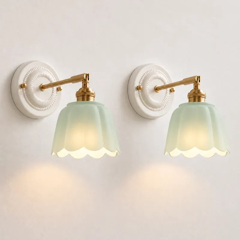 Modern Cottage Ceramic Flower Wall Sconce