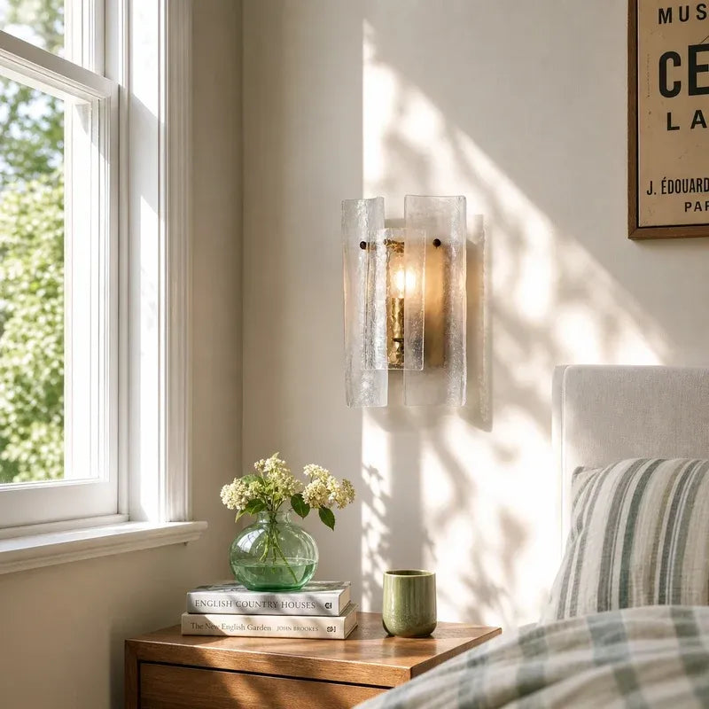 Modern Layered Hammered Glass Wall Light