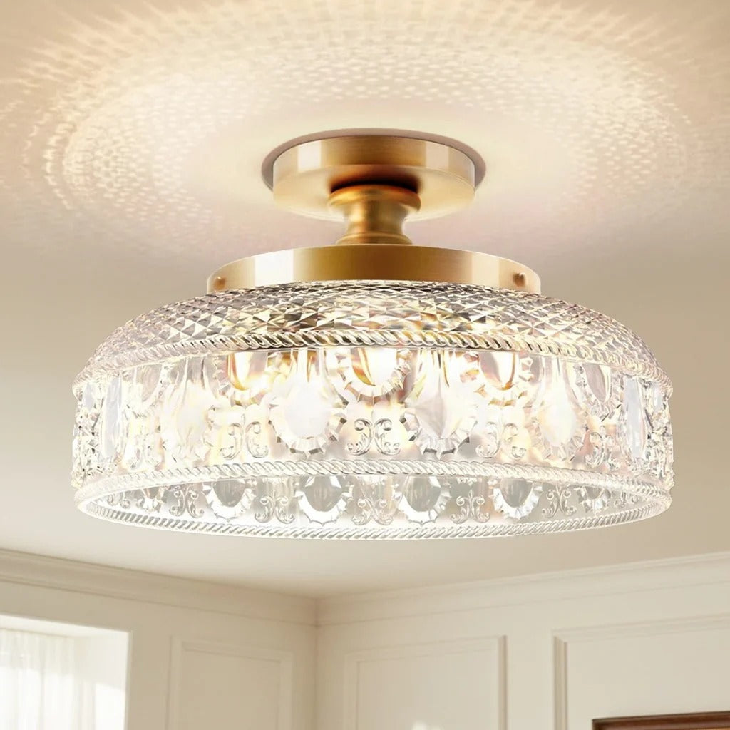 Jules Vintage Textured Glass Disc Ceiling Light