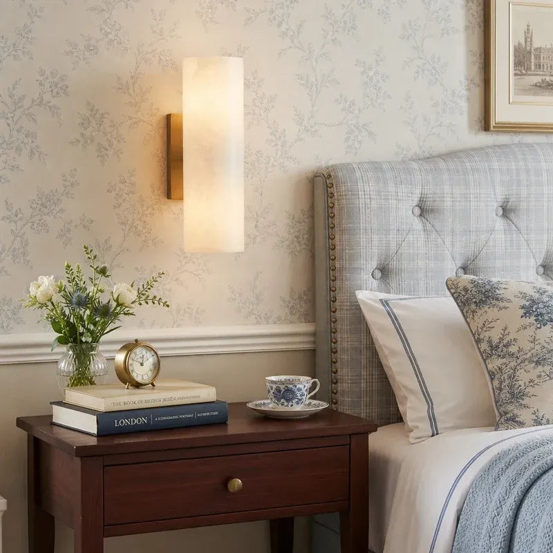 Modern Elegant Alabaster Column Wall Light