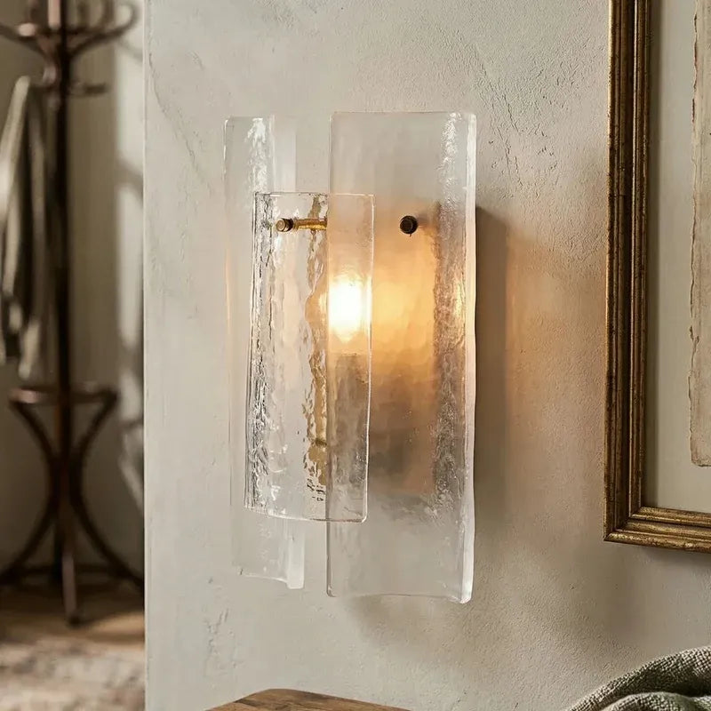 Modern Layered Hammered Glass Wall Light