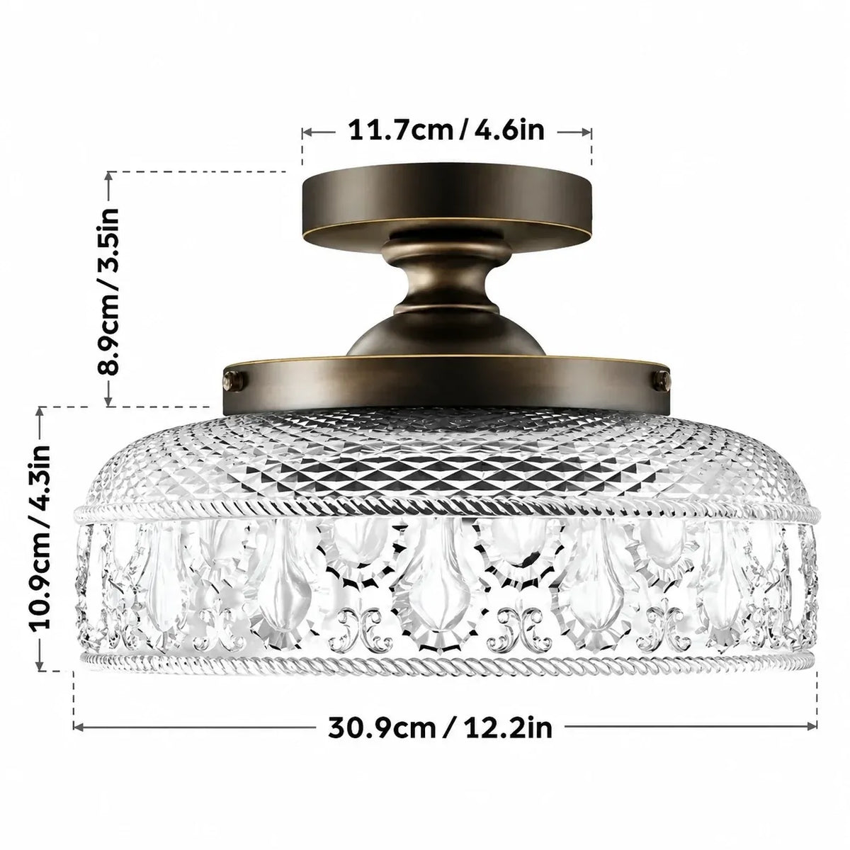 Jules Vintage Textured Glass Disc Ceiling Light