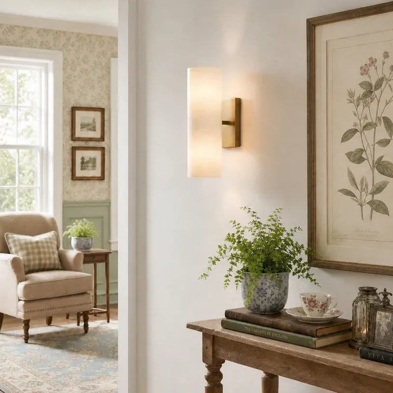 Modern Elegant Alabaster Column Wall Light