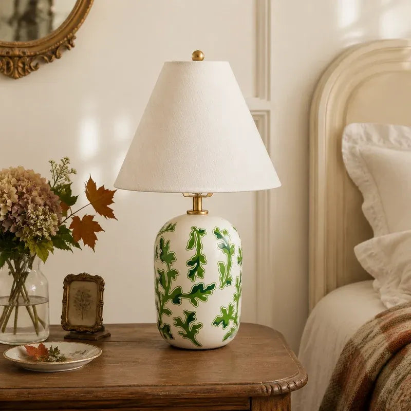 Retro Ceramic Table Lamp with Linen Shade