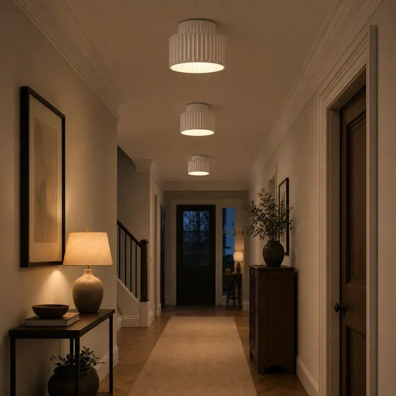 Nordic Modern Retro Colorful Fluted Flush Ceiling Light