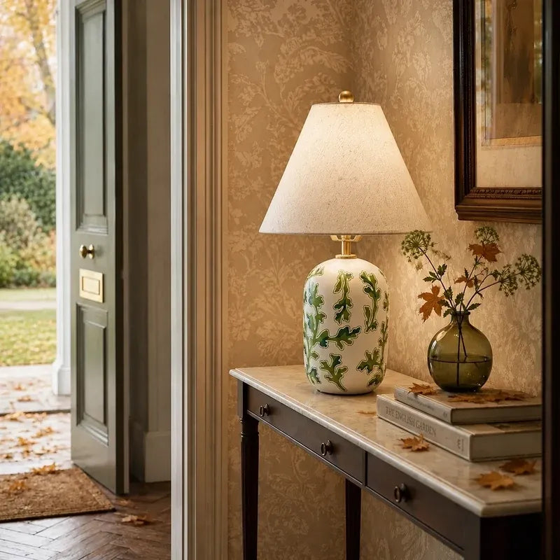 Retro Ceramic Table Lamp with Linen Shade